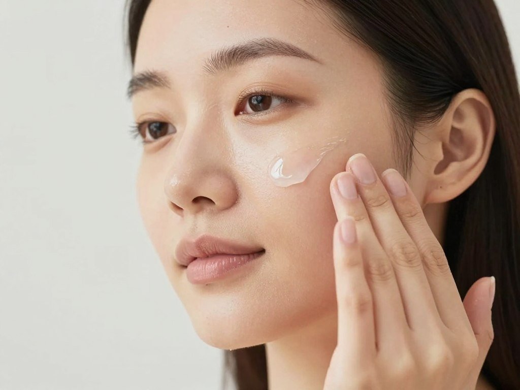امرأة تضع سيروم مرطب على بشرتها كجزء من روتين العناية بالبشرة بعد الولادة